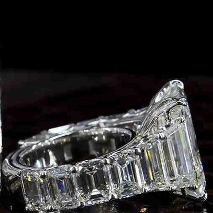Jorrio handmade created diamond radiant cut anniversary ring wedding ring bridal set