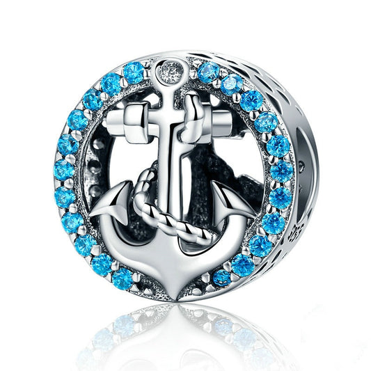 Jorrio Ocean Journey Romantic Blue Diamond Encrusted Sterling Silver Charm