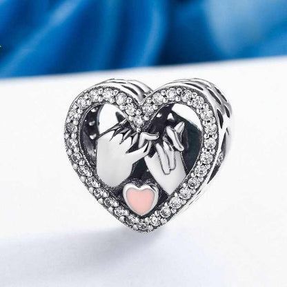 Jorrio Covenant Love Finger Heart Sterling Silver Charm