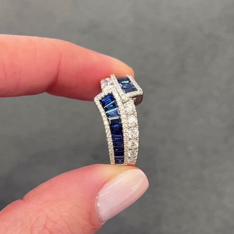 Jorrio handmade sapphire fashion sterling silver wedding women's band