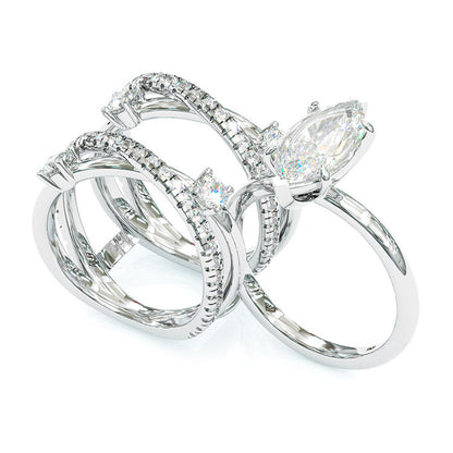 Jorrio 3ct marquise cut wedding sterling silver anniversary ring bridal set