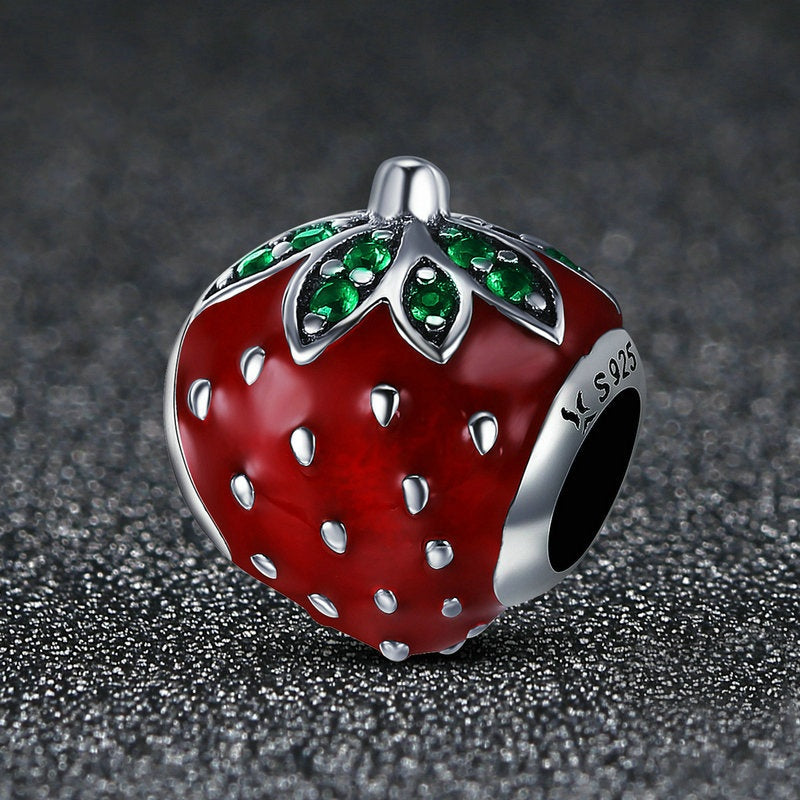 Jorrio Bright Strawberry Fruit Sterling Silver Charm