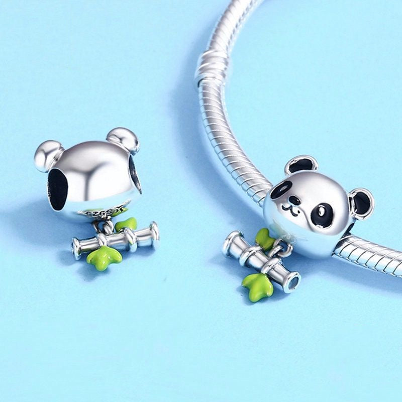 Jorrio Cute Animal Bamboo Panda Sterling Silver Charm