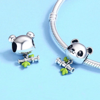 Jorrio Cute Animal Bamboo Panda Sterling Silver Charm