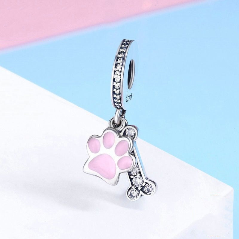 Jorrio Animal Paw Print Bone Sterling Silver Charm