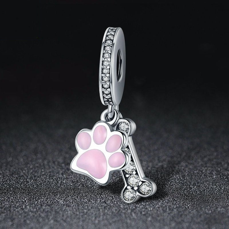 Jorrio Animal Paw Print Bone Sterling Silver Charm