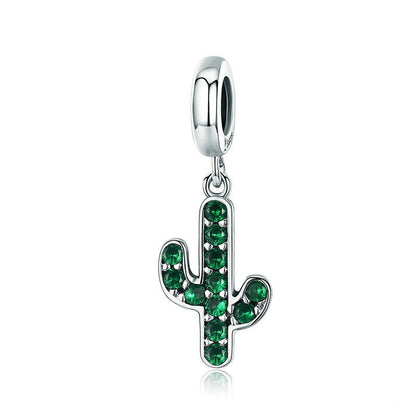 Jorrio Classic Fashion Green Cactus Sterling Silver Charm