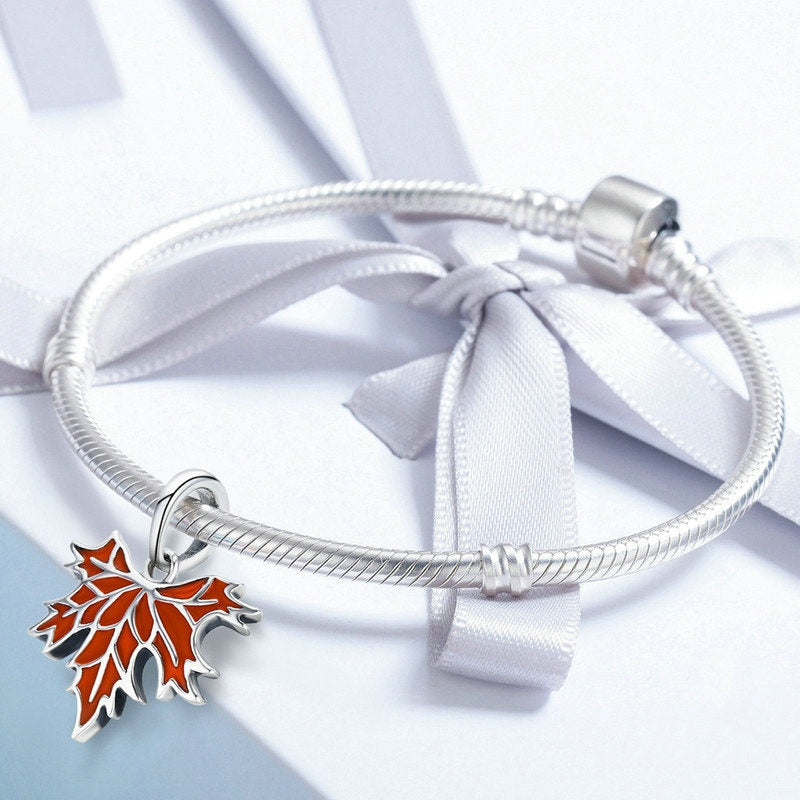Jorrio Vintage Autumn Maple Leaf Sterling Silver Charm