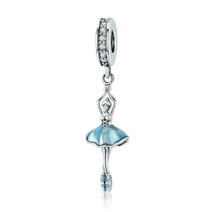 Jorrio Blue Ballet Girl Fashion Sterling Silver Charm