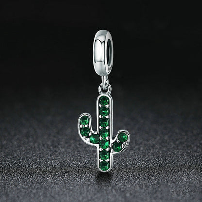 Jorrio Classic Fashion Green Cactus Sterling Silver Charm