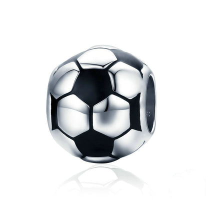 Jorrio Sports Black&White Football Sterling Silver Charm