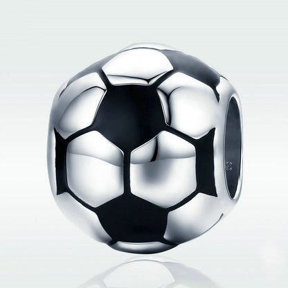 Jorrio Sports Black&White Football Sterling Silver Charm
