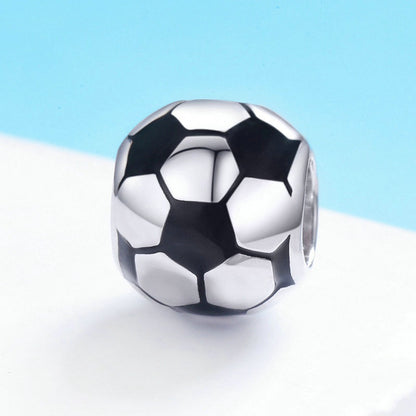 Jorrio Sports Black&White Football Sterling Silver Charm