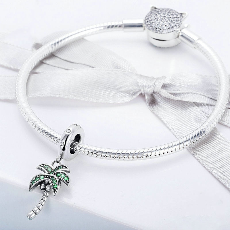 Jorrio Tropical Plant Coconut Tree Sterling Silver Charm