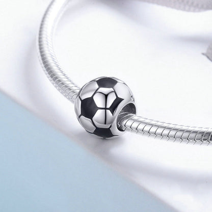 Jorrio Sports Black&White Football Sterling Silver Charm