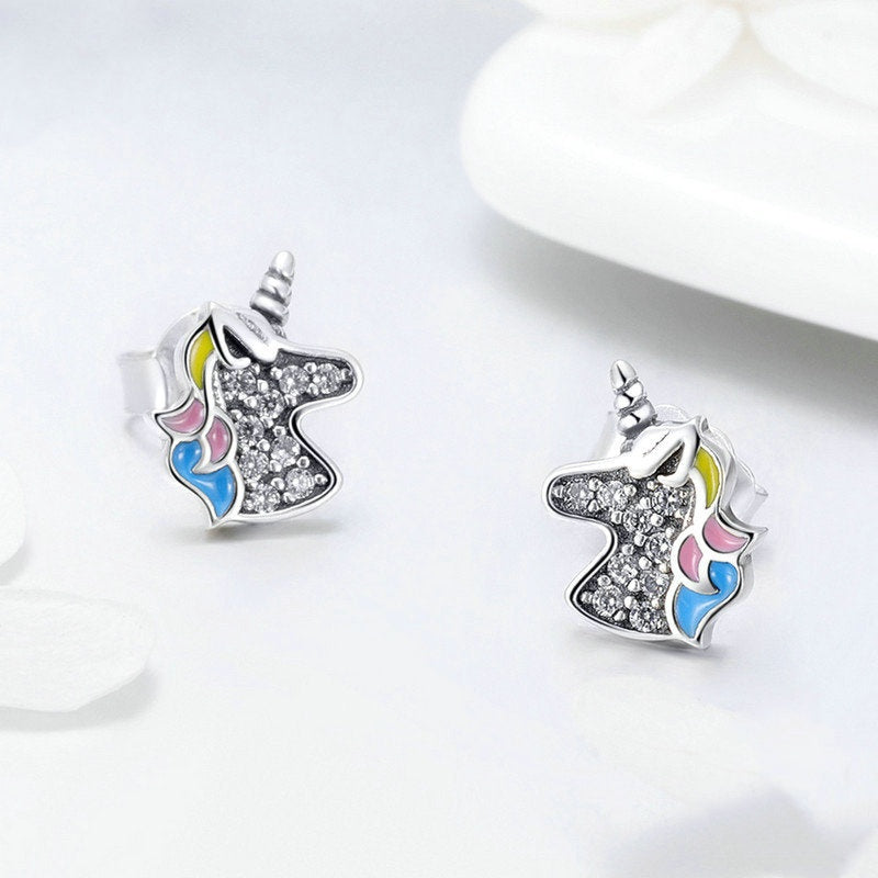 Jorrio Fashion Unicorn Sterling Silver Earrings