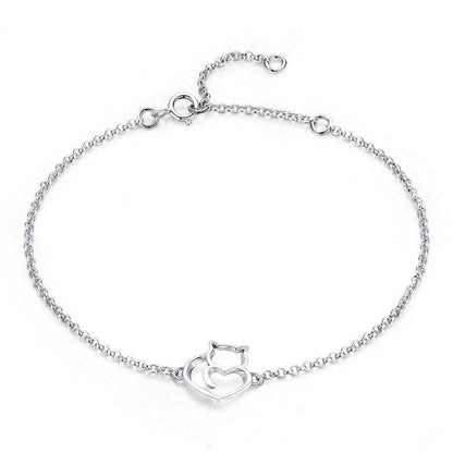 Jorrio Fashion Nerdy Cat Sterling Silver Bracelet