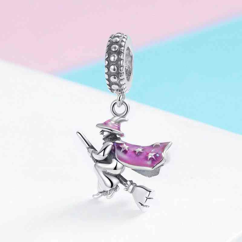 Jorrio Halloween Magic Broom Witch Sterling Silver Charm