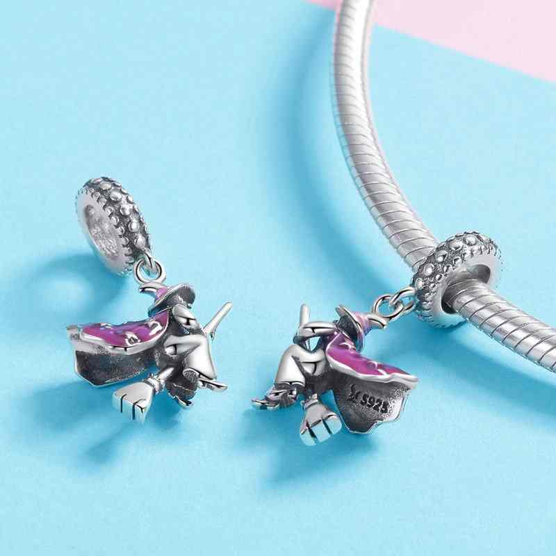 Jorrio Halloween Magic Broom Witch Sterling Silver Charm