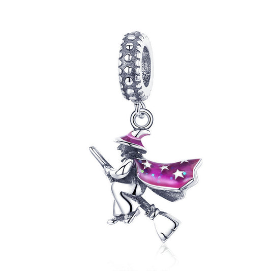 Jorrio Halloween Magic Broom Witch Sterling Silver Charm