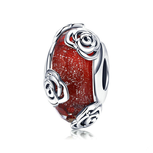 Jorrio Red Vintage Rose Sterling Silver Charm