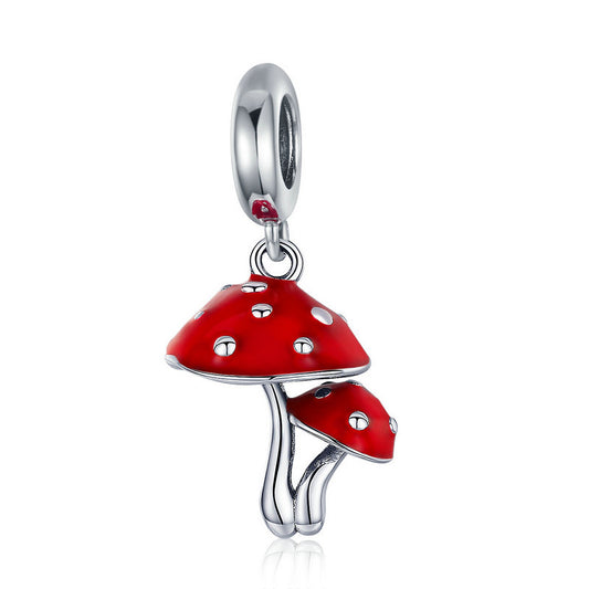 Jorrio Fashion Red Double Mushroom Sterling Silver Charm