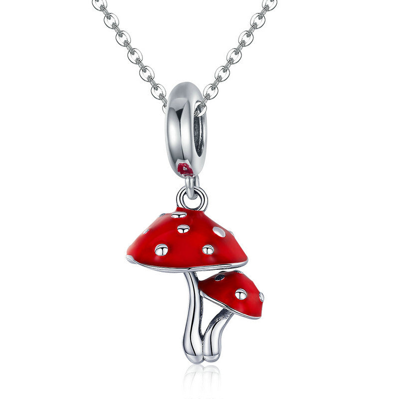 Jorrio Fashion Red Double Mushroom Sterling Silver Charm