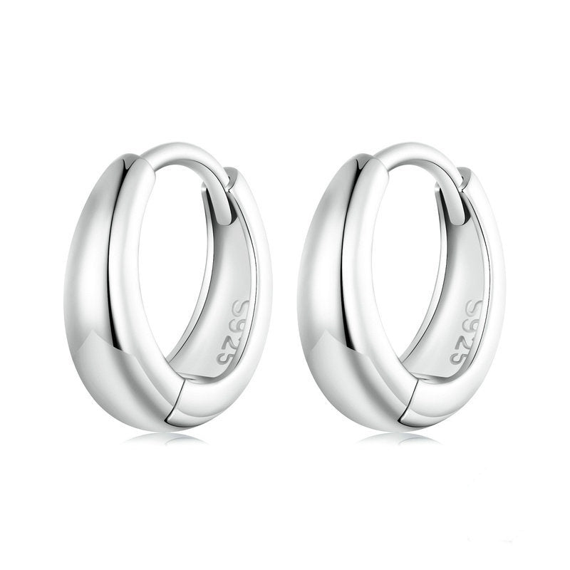 Jorrio U-Shaped Simple Glossy Sterling Silver Earrings