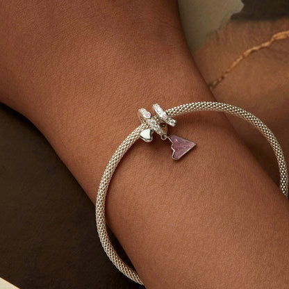 Jorrio Romantic Valentine's Day Pink Paper Airplane Love Letter Sterling Silver Charm