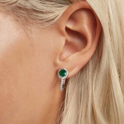 Jorrio Elegance Emerald Round Cut Sterling Silver Earrings