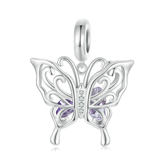 Jorrio Tanzanite Vintage Hollow Butterfly Sterling Silver Charm