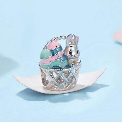 Jorrio Easter Bunny Egg Basket Animal Sterling Silver Charm