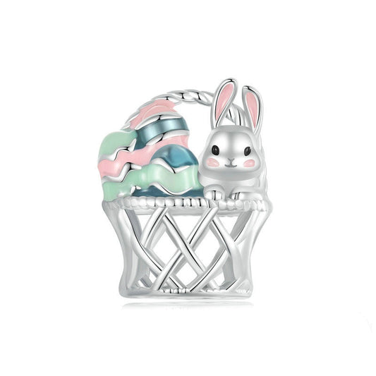 Jorrio Easter Bunny Egg Basket Animal Sterling Silver Charm