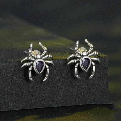 Jorrio Halloween Dark Style Spider Sterling Silver Earrings
