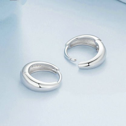 Jorrio U-Shaped Simple Glossy Sterling Silver Earrings