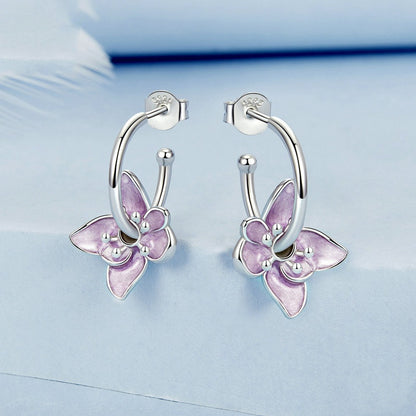 Jorrio Elegant Purple Flower Sterling Silver Earrings