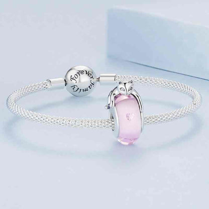 Jorrio Cute Pink Lucite Cat Sterling Silver Charm