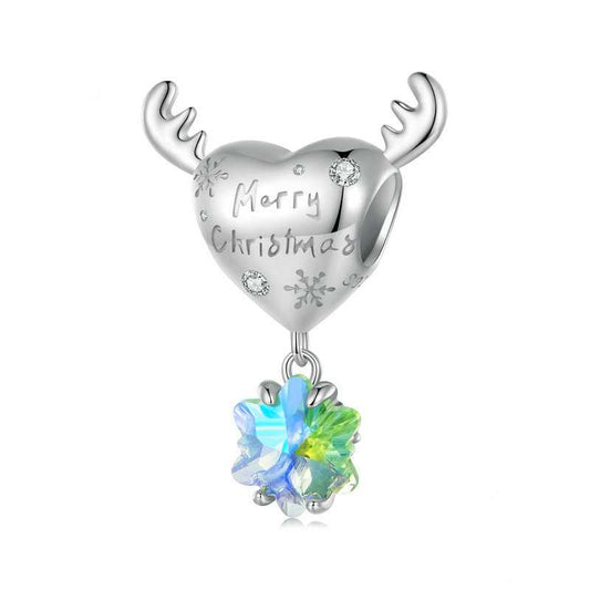 Jorrio Handmade Christmas Moose Snowflake Sterling Silver Charms