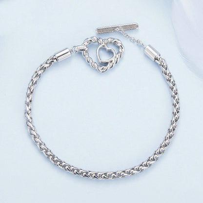 Jorrio Double Heart Fashion Sterling Silver Bracelet