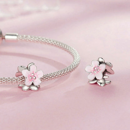 Jorrio Cute Sweet Pink Flower Sterling Silver Charm