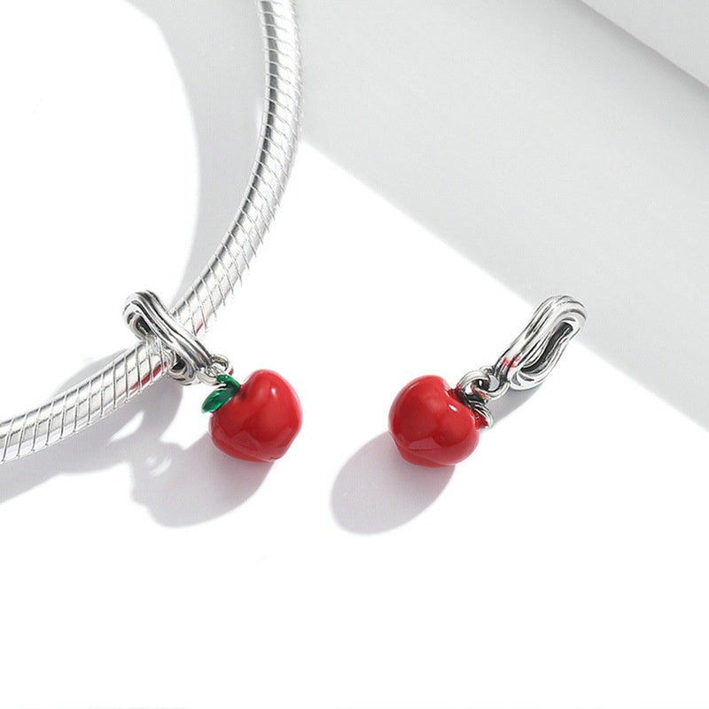 Jorrio Fashion Vintage Fruit Red Apple Sterling Silver Charm