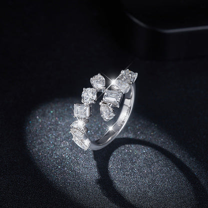 Jorrio handmade 2.6ct multi-shape stone moissanite sterling silver ring