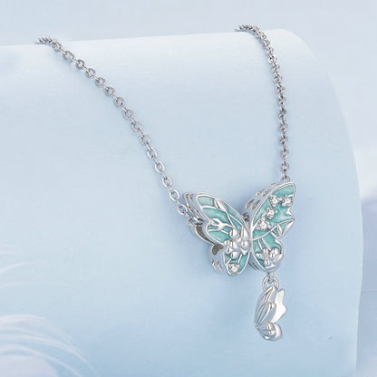 Jorrio Spring Green Flower Butterfly Sterling Silver Charm