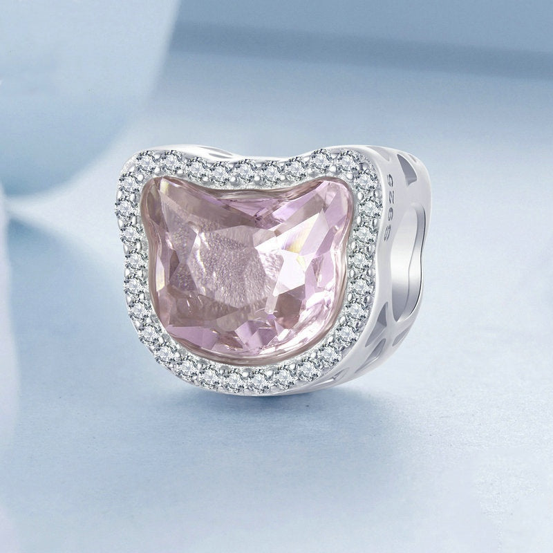 Jorrio Pink Cute Cat Animal Sterling Silver Charm