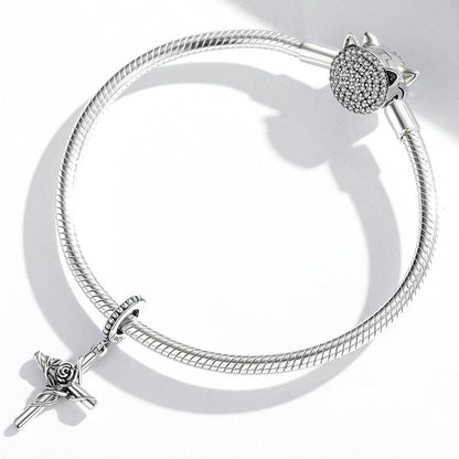 Jorrio Vintage Rose Cross Sterling Silver Charm