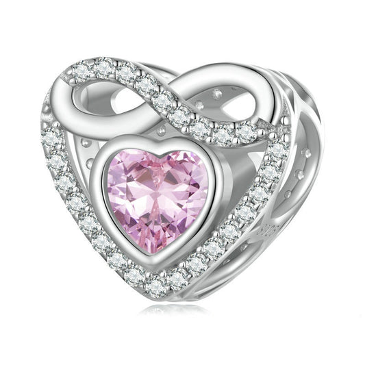 Jorrio Pink Eternal Heart Sterling Silver Charm