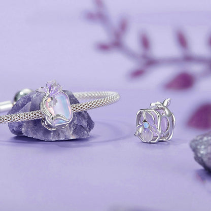 Jorrio Purple Crystal Iris Sweet Sterling Silver Charm