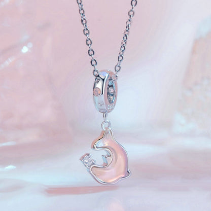 Jorrio Dreamy Sweet Pink Dolphin Sterling Silver Charm