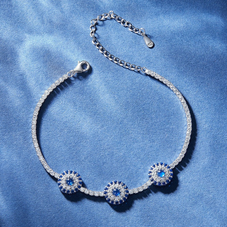 Jorrio Sapphire Devil's Eye Lucky Sterling Silver Bracelet