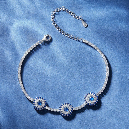 Jorrio Sapphire Devil's Eye Lucky Sterling Silver Bracelet
